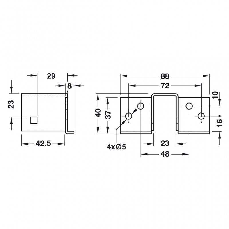BED PLINTH CONNECTOR 88x40 / 23mm BED CONNECTORS
